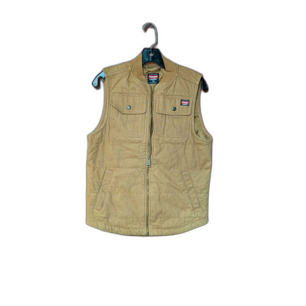 Wrangler Workwear Brown Duck Canvas Quilted Utility Vest Men's Small 34-36